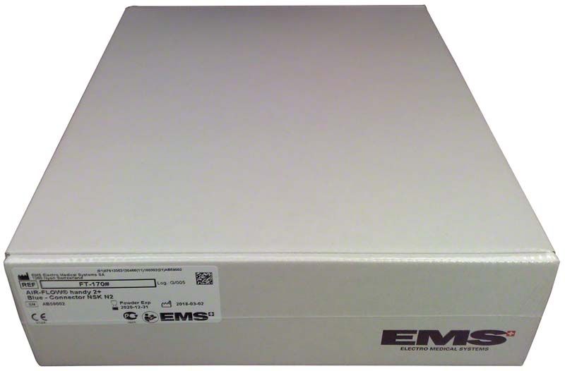 Verpackung des AIRFLOW® handy 2+ NSK blau Prophylaxe-Geräts von EMS