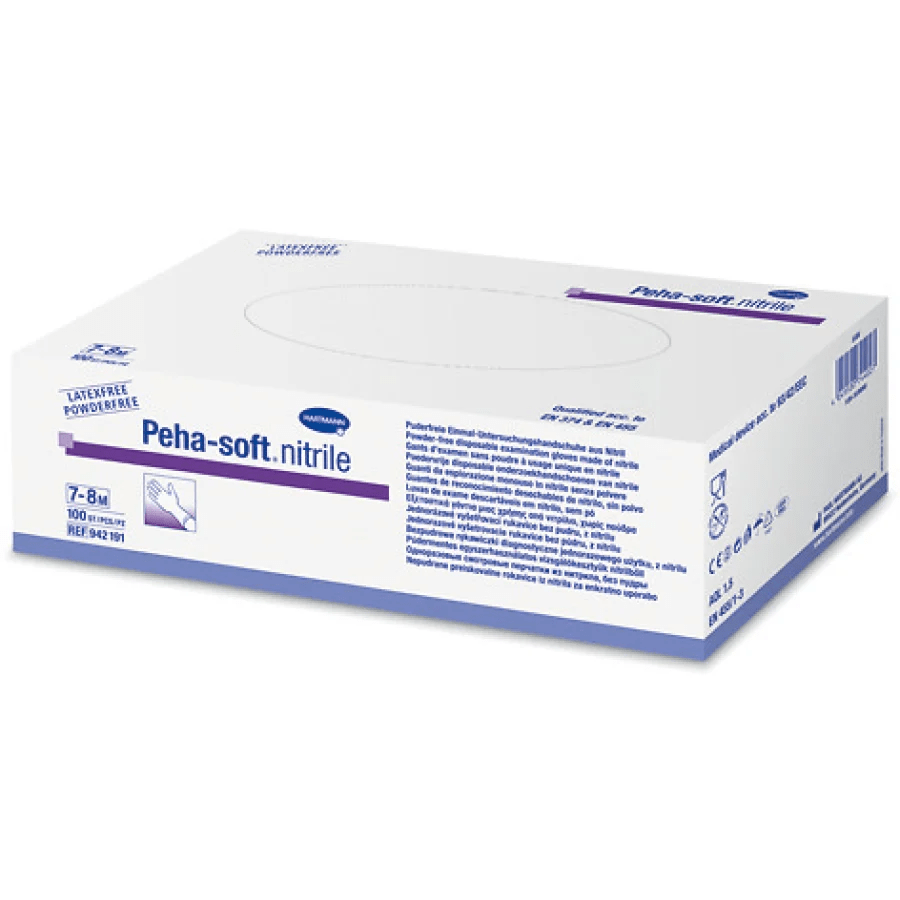 Peha-Soft Nitrilhandschuhe Verpackung von Hartmann, puderfrei.