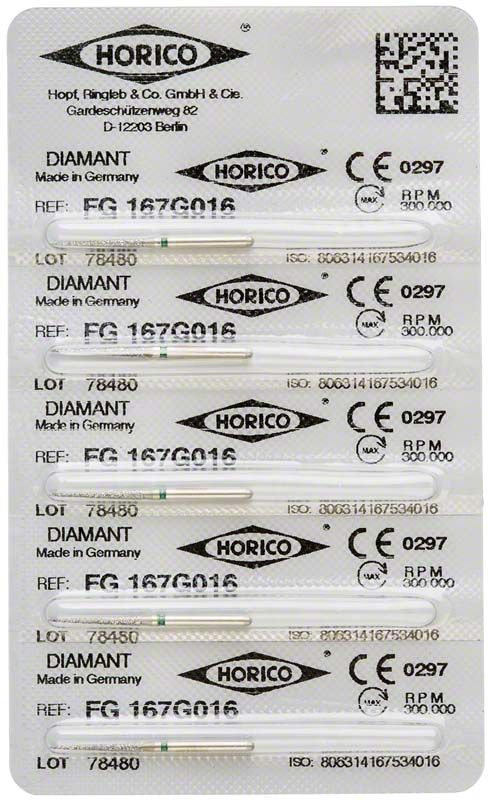 Verpackung von Diamant FG 167G 016 Fräsen, sechs Stück sichtbar.