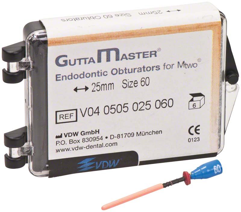 GuttaMaster Obturatoren ISO060, 6 Stück, in Verpackung mit Detailansicht.
