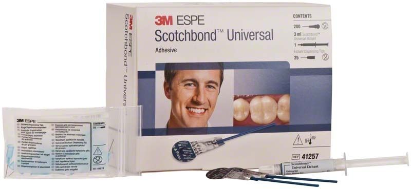 Scotchbond™ Universal Adhäsiv L-Pop Bulkpack in Originalverpackung mit Applikatoren.