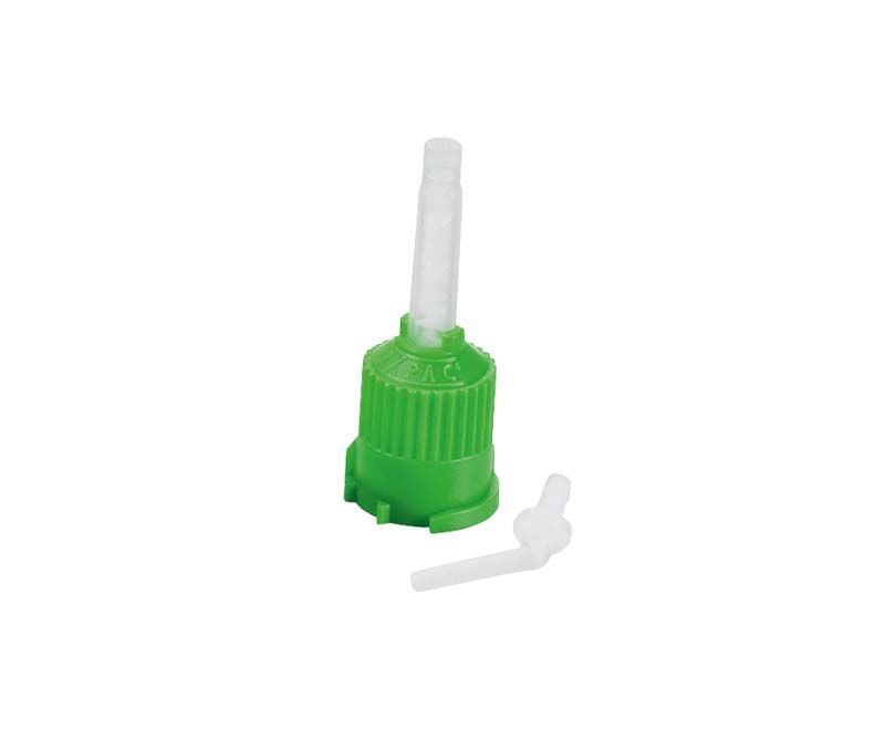 Mischkanüle mit grünem Schraubverschluss und Intraoral-Tip-Aufsatz.