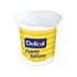 Delical Nutra'Pote Apfel-Banane Becher mit gelbem Streifendesign und Markenlogo.