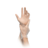 Puderfreie MaiMed vinyl PF Einweghandschuhe an einer Hand getragen.