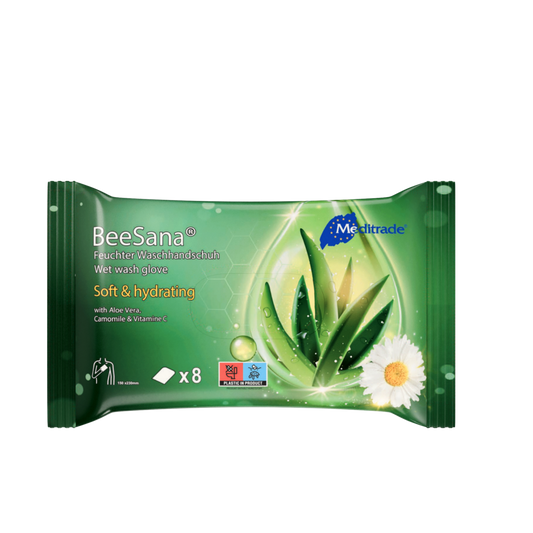 BeeSana feuchter Waschhandschuh, 8 Stück
