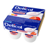 Viererpackung Delical HP-HC Joghurt Brassé Erdbeere in blauer Verpackung.