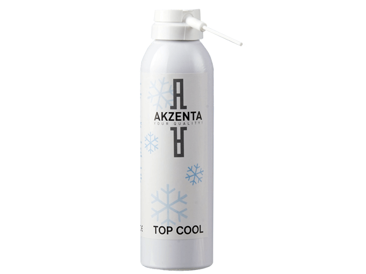Kältespray TOP Cool mit Applikationsröhrchen und Schneeflockendesign.