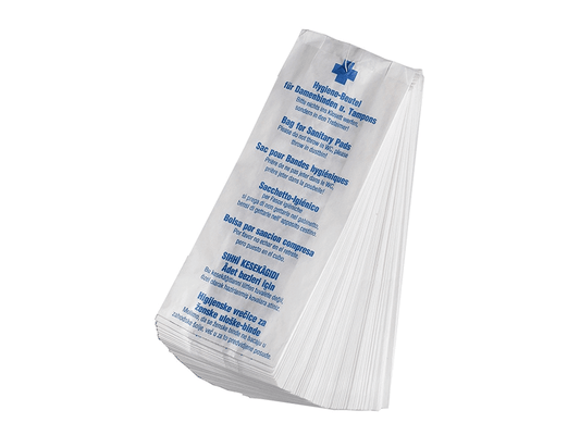 Hygienebeutel aus Papier mit blauem Aufdruck, 1000 Stück.