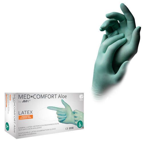 Med-Comfort Aloe Latexhandschuhe puderfrei, mintgrün