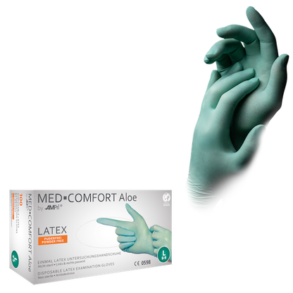 Med-Comfort Aloe Latexhandschuhe puderfrei, mintgrün