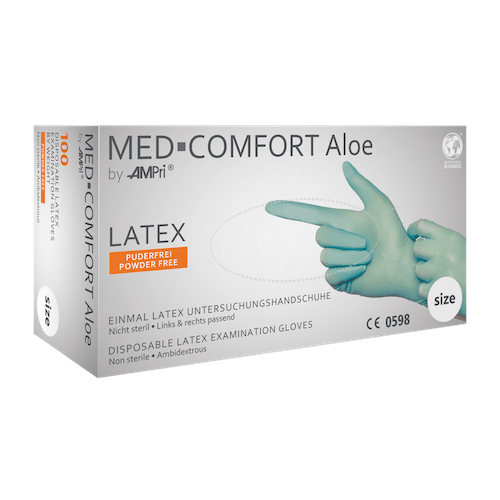 Med-Comfort Aloe Latexhandschuhe puderfrei, mintgrün