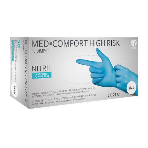 MED-COMFORT High Risk, Nitril-Chemikalienschutzhandschuh, puderfrei, blau