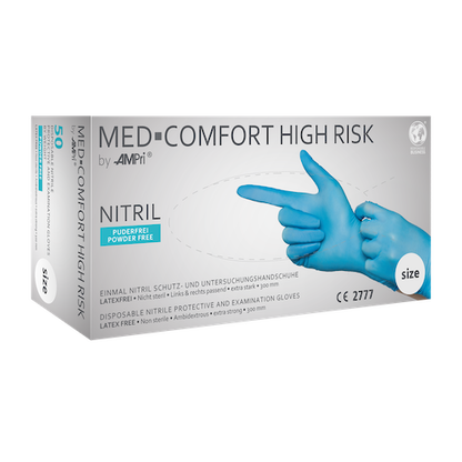 MED-COMFORT High Risk, Nitril-Chemikalienschutzhandschuh, puderfrei, blau