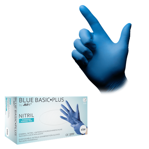 BLUE BASIC-PLUS, Nitrilhandschuhe blau puderfrei