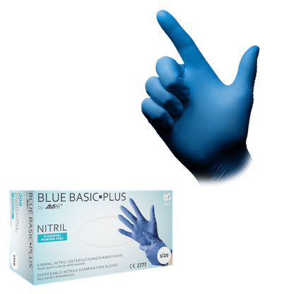 BLUE BASIC-PLUS, Nitrilhandschuhe blau puderfrei