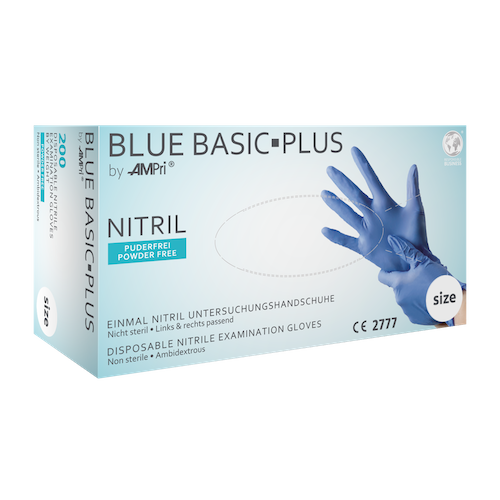 BLUE BASIC-PLUS, Nitrilhandschuhe blau puderfrei
