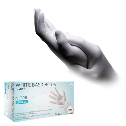 WHITE BASIC-PLUS Nitrilhandschuhe puderfrei weiß