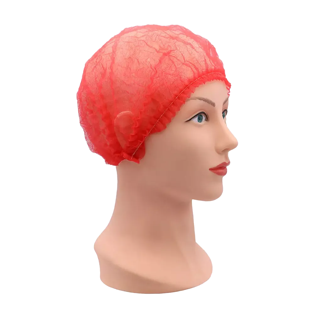 Weiße PP Klipphaube aus leichtem Polypropylen-Spinnvlies auf Modellkopf.