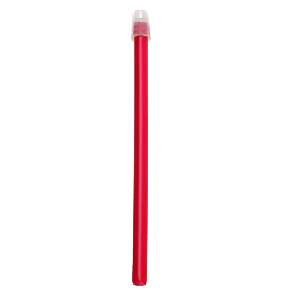 Roter Speichelsauger mit abnehmbarem Filter auf weißem Hintergrund.