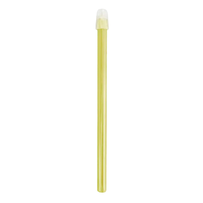Gelber Speichelsauger mit abnehmbarem Filter auf weißem Hintergrund.