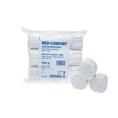 Zahnwatterollen Größe 2 aus chlorfrei gebleichter Baumwolle, 300 g Packung.