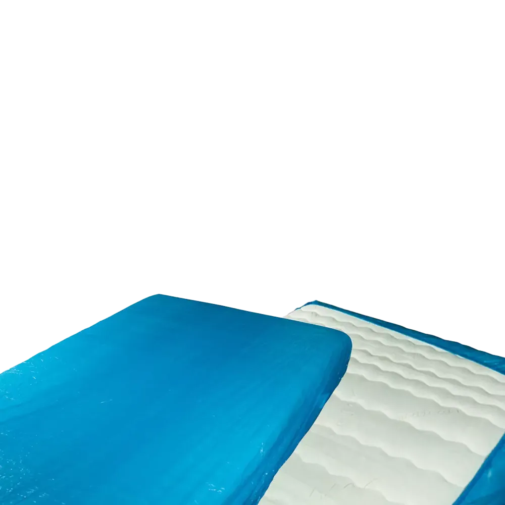 CPE-Matratzenschoner mit latexfreiem Gummizug und blauer Oberfläche.