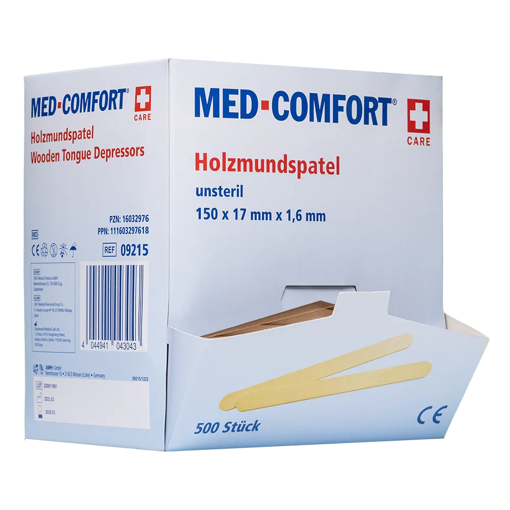 Holzmundspatel-Packung mit 500 Stück, Marke Ampri, unsteril.