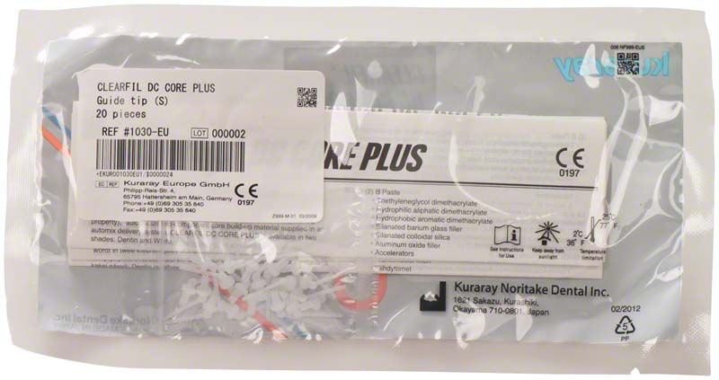 Klare Verpackung mit Clearfil DC Core Plus Front Tips Gr. S.