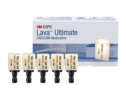 Lava™ Ultimate HT 12 B1 Blöcke und Verpackung für CAD/CAM-Zahnersatz.