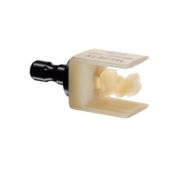 Lava™ Ultimate HT 12 A3 Zahnblock mit Halter in Nahaufnahme.