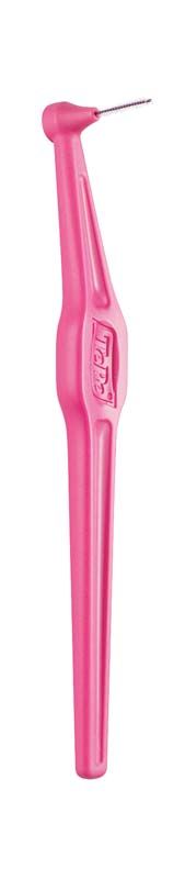 TePe Angle™ Interdentalbürste in Pink mit abgewinkeltem Bürstenkopf.