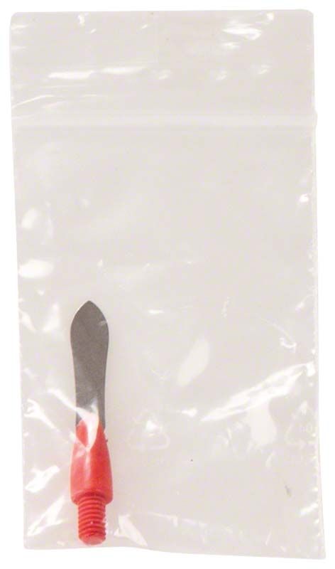 Modellierinstrument mit rotem Griff und Spitze von 0,12 mm im Plastikbeutel.