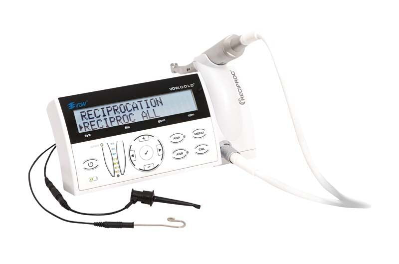 VDW.GOLD® RECIPROC® Endomotor für Wurzelkanalaufbereitung mit Display und Handstück.