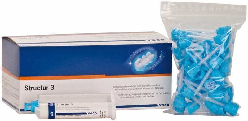 Structur 3 Kartuschen A3 5x50ml mit Zubehör für provisorische Kronen und Brücken.