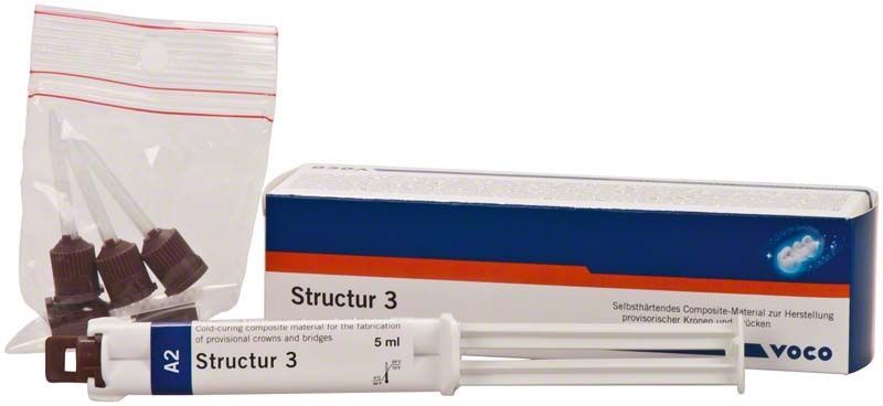 Selbsthärtende Composite-Spritze Structur 3 QM A2 5ml mit Verpackung und Zubehör.