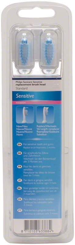 Sonicare Sensitive Bürstenköpfe 4er-Pack in Blisterverpackung.