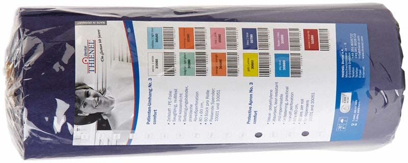 Patientenumhang Nr.3 dunkelblau in Verpackung mit Produktinformationen.