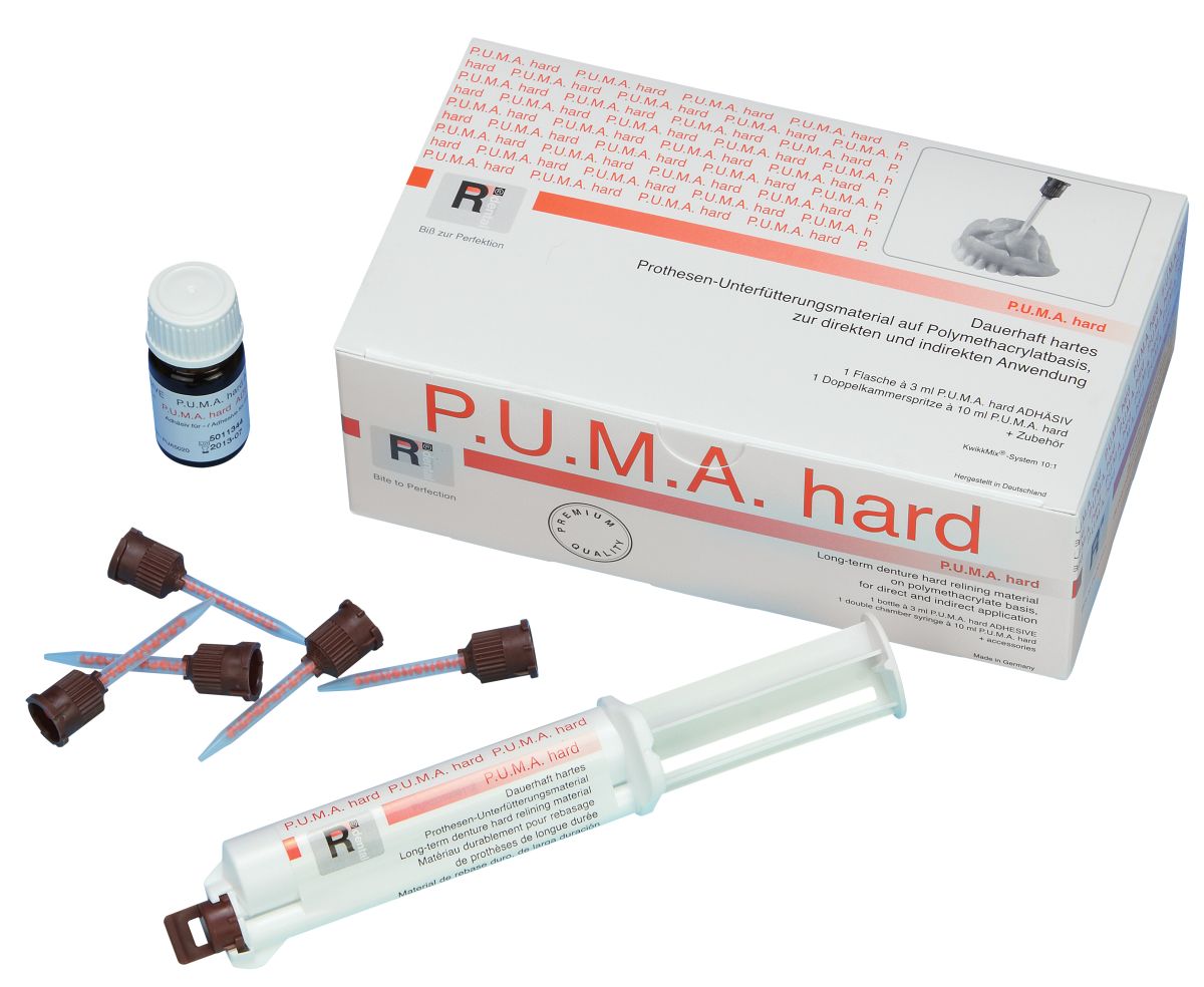 P.U.M.A. Hard Systemkit mit Spritze, Fläschchen und Applikatoren.
