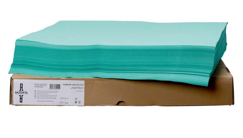 Sterilisationspapier 60x60cm Grün von Akzenta auf Kartonverpackung.