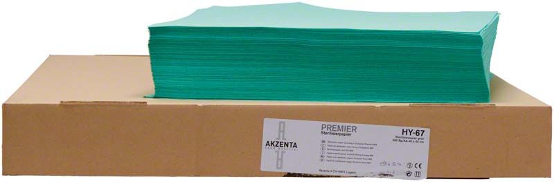 Grünes Sterilisationspapier 40x40cm auf Karton, 500 Stück von Akzenta.