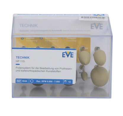 Poliersystem EVE TECHNIK Set HP 115 in transparenter Verpackung.