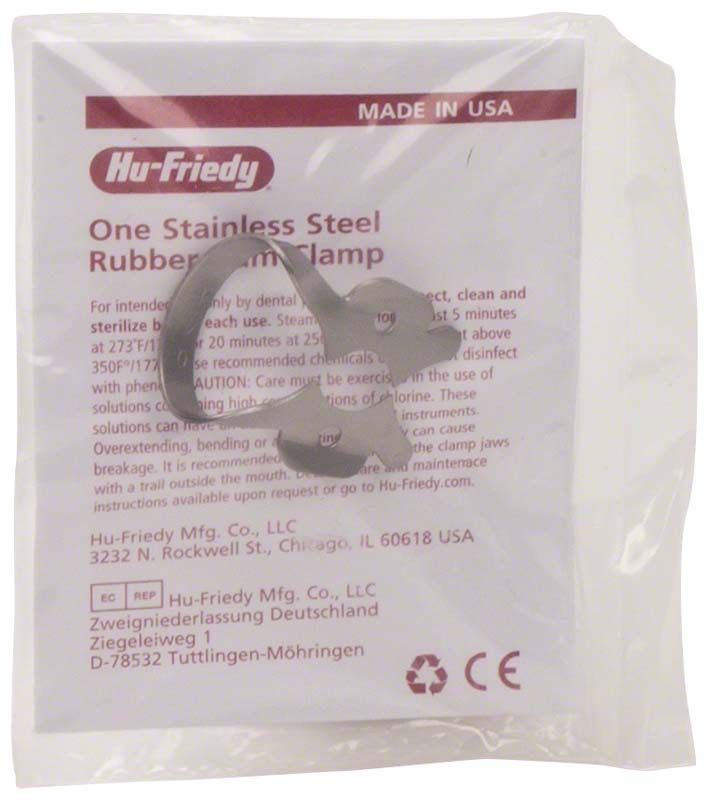 Kofferdam-Klammer Satin Steel Figur 27 für OK/UK Molaren in Verpackung.