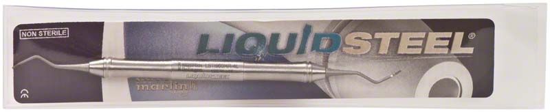 Implantatreiniger LiquidSteel® Kürette in Originalverpackung mit Titan-Spitzen.
