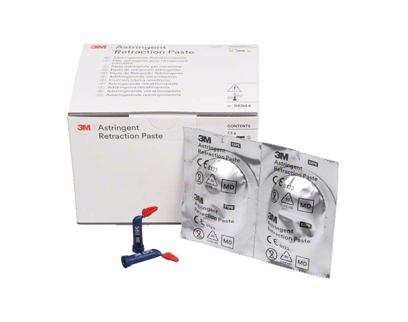 Adstringierende Retraktionspaste Kapseln 25er mit Verpackung und Einwegkapseln.