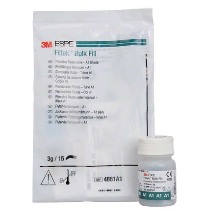 Filtek™ Bulk Fill Flowable Kapseln A1 in Verpackung mit Beipackzettel.