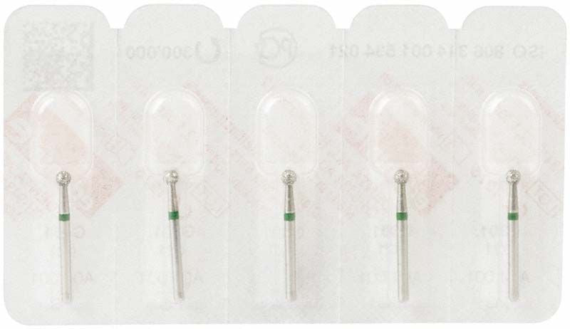 Diamant FG 801G 021 Schleifer in Blisterverpackung mit grünem Ring.