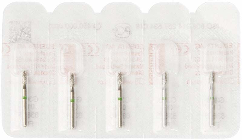 Diamantbohrer FG 368G 018 in Blisterverpackung mit vier Stück.