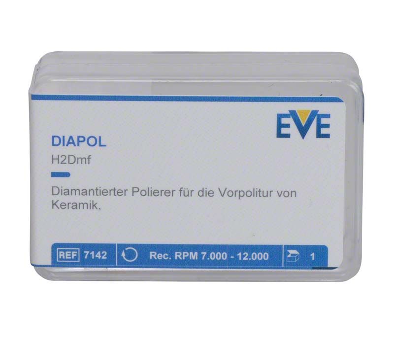 Verpackung des EVE Diapol Handstücks mit Produktinformationen für Keramikpolitur.