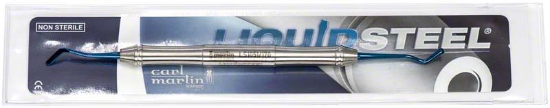 LiquidSteel®PolyFill Plasma+® Spatel in Verpackung mit Edelstahloptik.