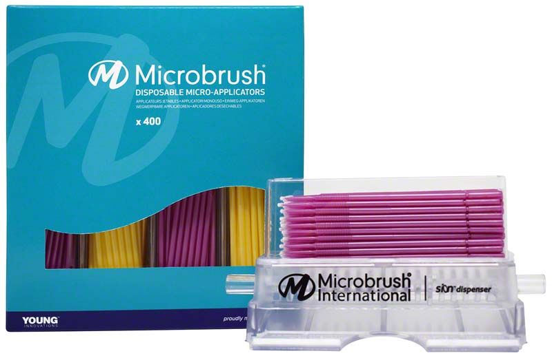 Microbrush® Applikatoren Plus Kit in gelb und rosa mit 400 Einwegapplikatoren.